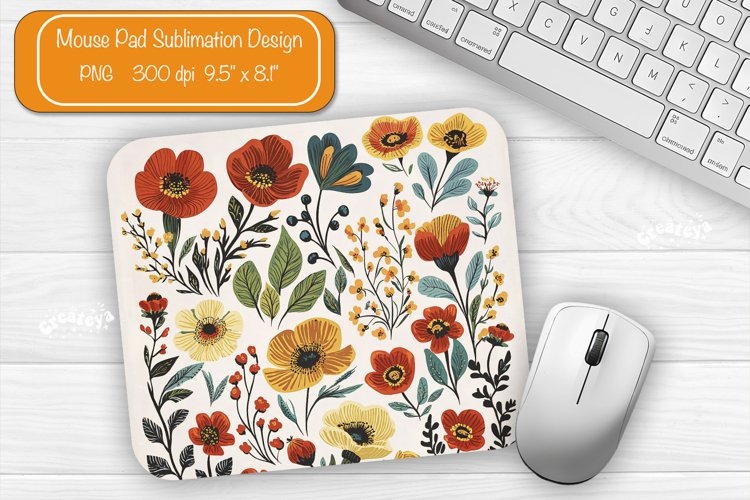 Flower Mouse pad Wildflower mouse pad sublimation design png