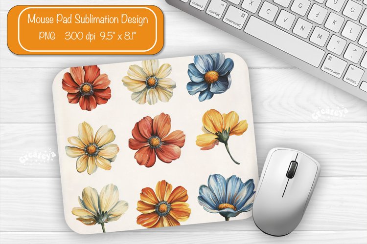 Flower Mouse pad Wildflower mouse pad sublimation design png