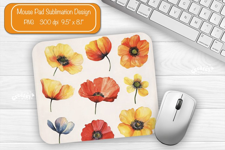 Flower Mouse pad Wildflower mouse pad sublimation design png example image 1