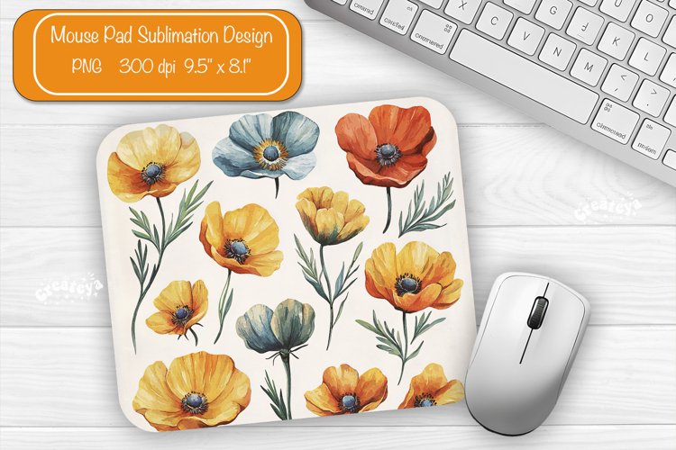 Flower Mouse pad Wildflower mouse pad sublimation design png