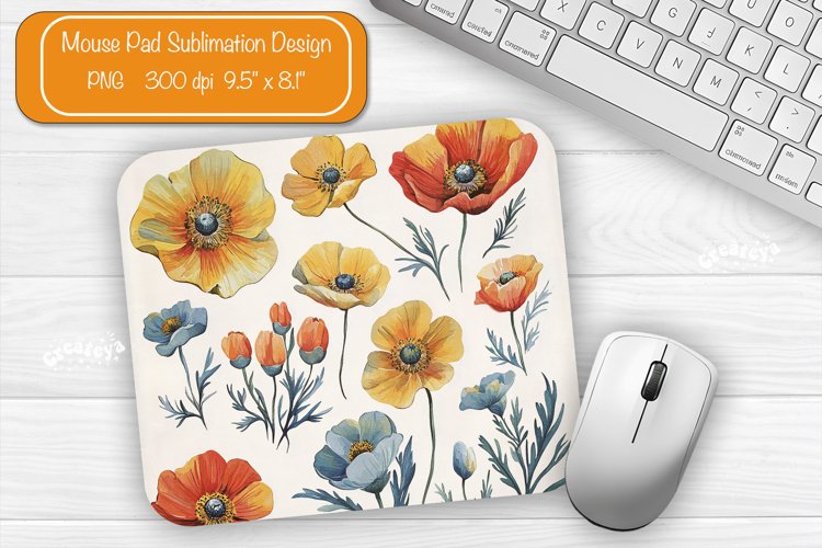 Flower Mouse pad Wildflower mouse pad sublimation design png