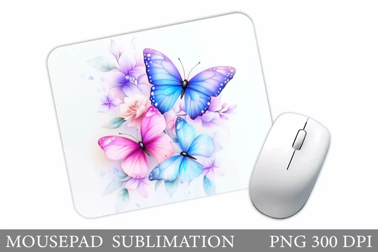 Butterflies Mouse Pad Design. Flowers Mouse Pad Sublimation
