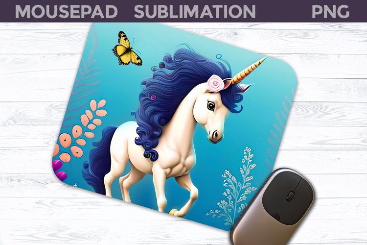 Unicorn With Butterfly MousePad | Animal Mousepad PNG