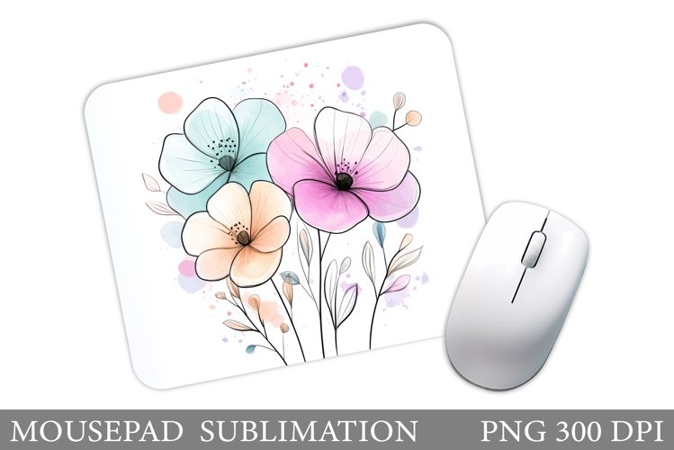Flowers Mouse Pad Sublimation. Floral Mouse Pad Design example image 1