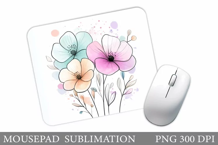 Flowers Mouse Pad Sublimation. Floral Mouse Pad Design