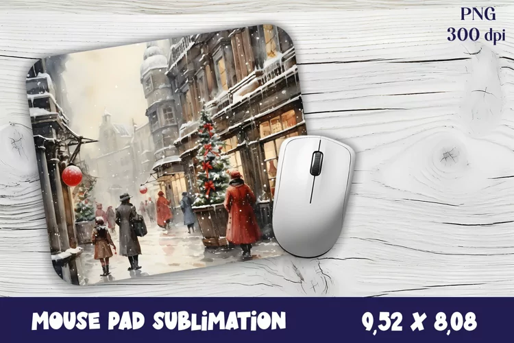 Christmas mouse pad winter / village sublimation