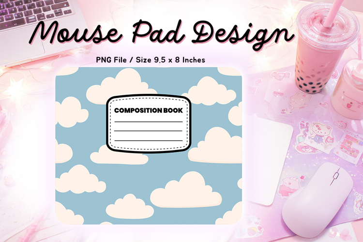 Composition Book Cloud Mouse Pad Back to school Teacher Gift