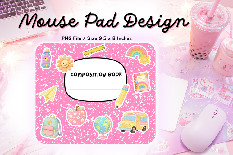 Composition Book Mouse Pad Back to school Teacher Gift Pink