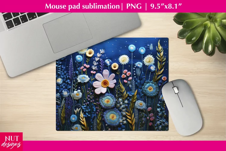 Spring mouse pad Embroidery Floral mousepad sublimation