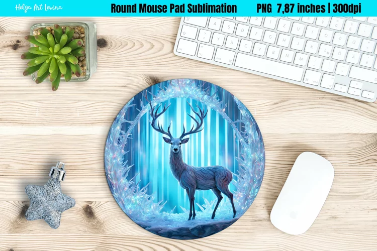 Christmas Round Mouse Pad Sublimation | Ice Deer