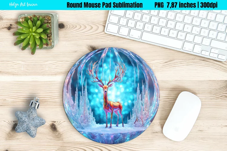 Christmas Round Mouse Pad Sublimation | Ice Deer