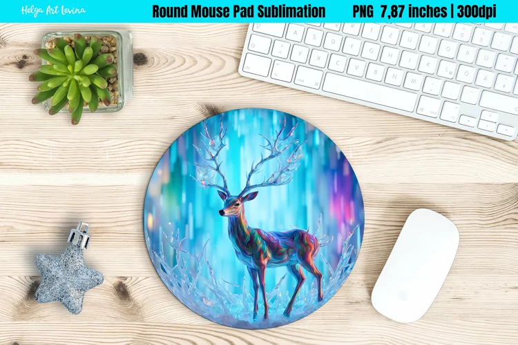 Christmas Round Mouse Pad Sublimation | Ice Deer