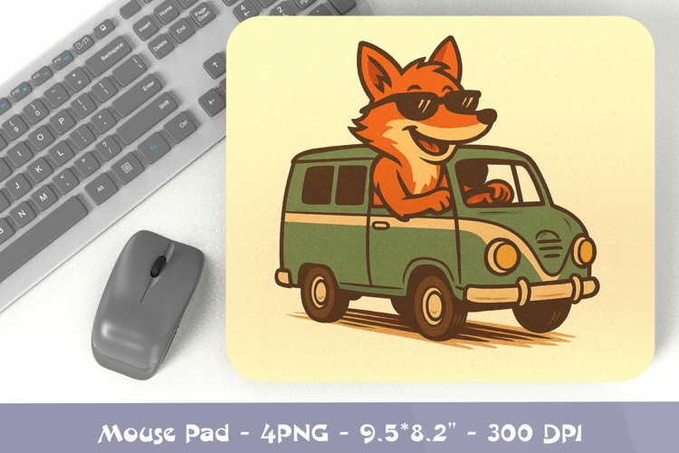 Fox Traveler Mousepad Sublimation PNG