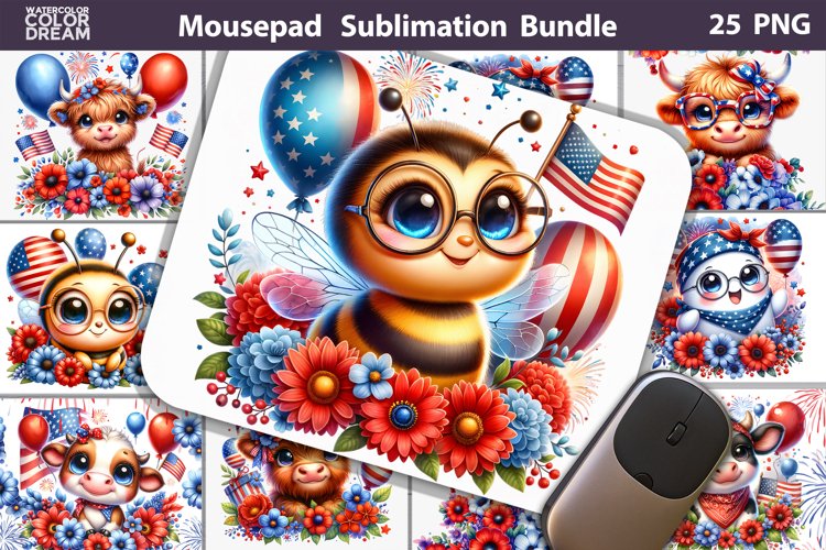 Patriotic Mouse Pad | Ghost 4th of July Mousepad example image 1