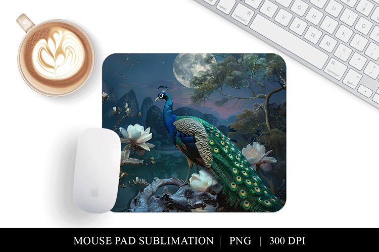 Peacock Mouse Pad |Pretty Landscape Mousepad Design example image 1