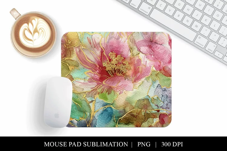 Floral Mouse Pad Design, Digital Download