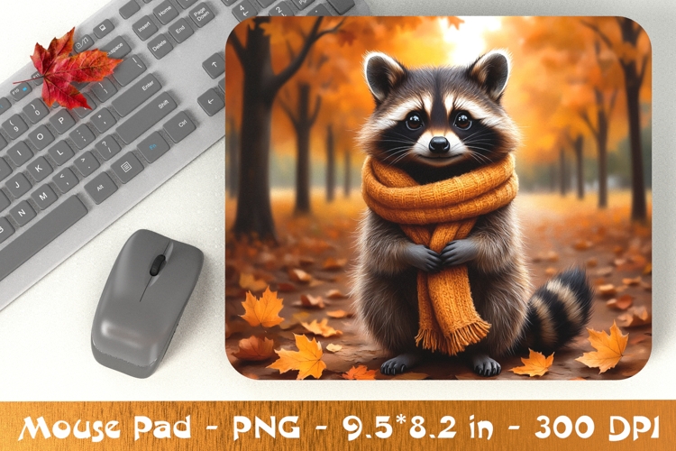 Raccoon in Scarf Mouse Pad PNG