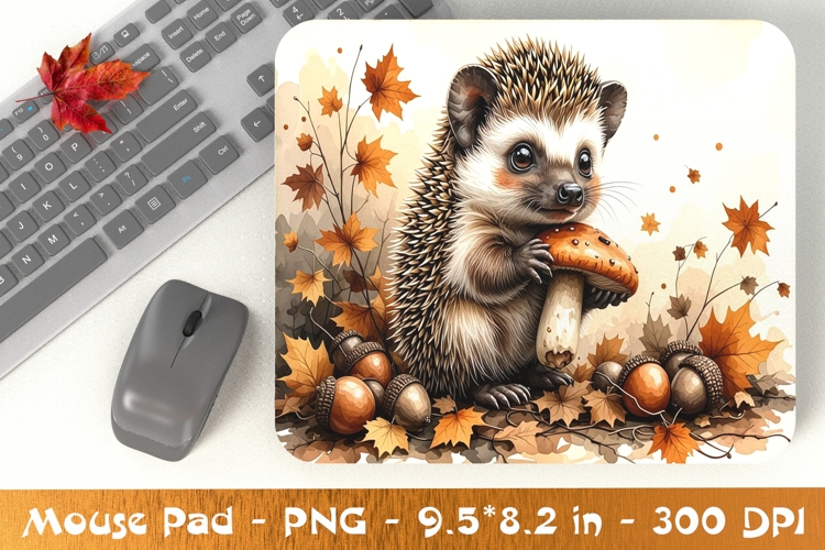 Baby Hedgehog and Mushroom Mouse Pad PNG