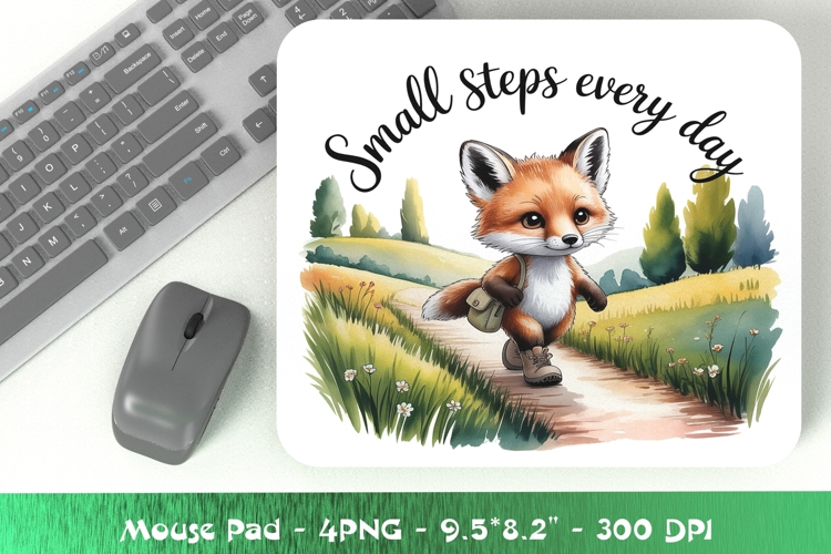 Motivation Fox Mousepad Sublimation PNG