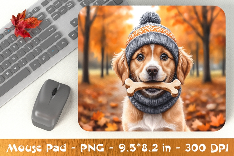 Dog in Hat Mouse Pad Sublimation File