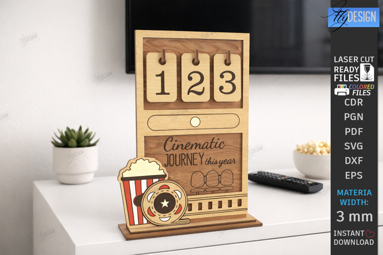 Movie Tracker Laser Cut | Movies Watched Counter |Home Decor