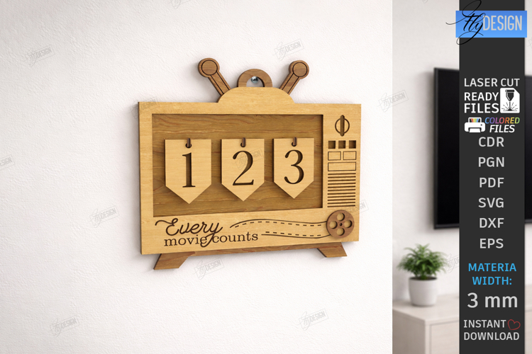 Movie Tracker Laser Cut | Movies Watched Counter |Wall Decor