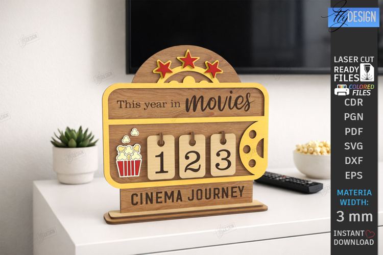 Movie Tracker Laser Cut | Movies Watched Counter |Home Decor