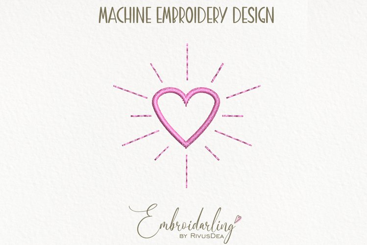 Tiny Heart Machine embroidery design. Love embroidery example image 1
