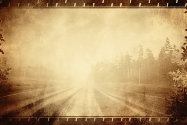 A vintage filmstrip background in sepia colors