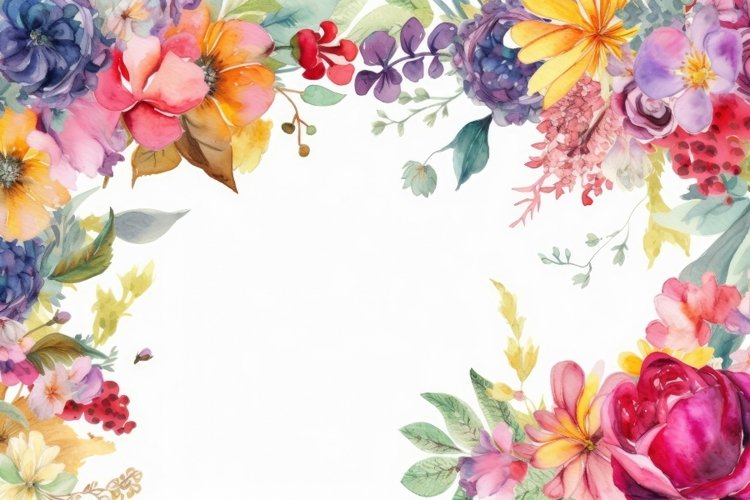 Floral watercolor arrangement on white background