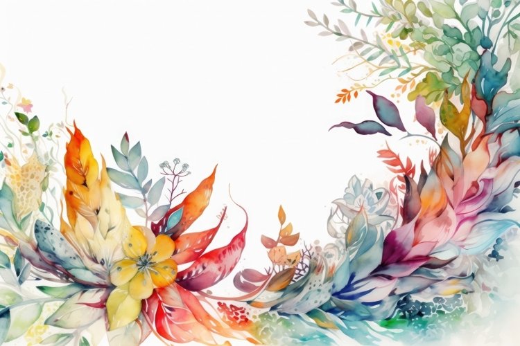 Floral watercolor arrangement on white background