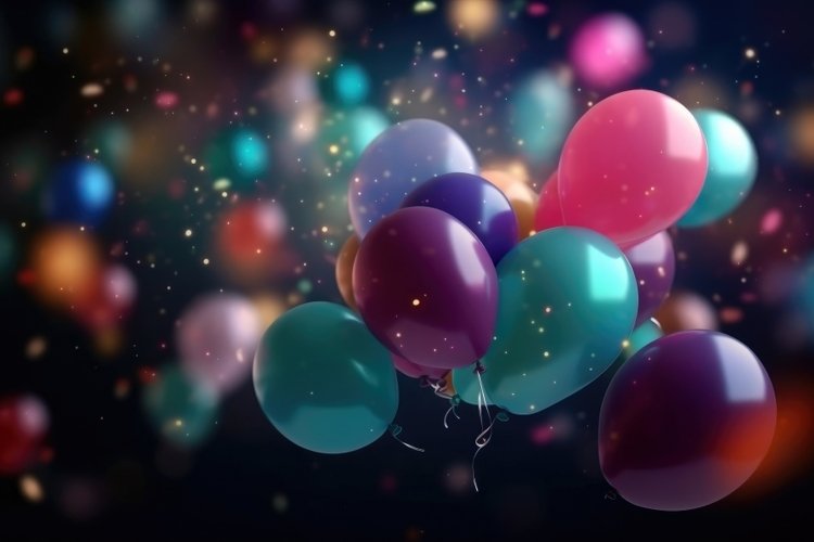 Festive balloons birthday background example image 1