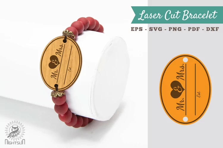 Mr and Mrs Laser Cut Bracelet SVG 1