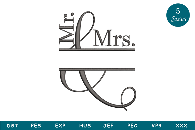 Mr & Mrs Wedding Machine Embroidery Design | name Embroidery