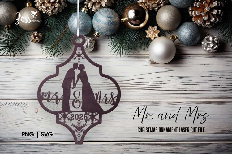Mr. and Mrs. 2026 Christmas Ornament Laser Cut File example image 1