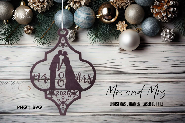 Mr. and Mrs. 2026 Christmas Ornament Laser Cut File