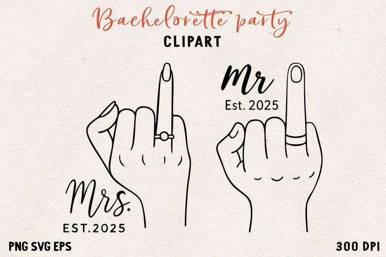 Bachelorette Party Line Art Clipart Bride SVG PNG EPS