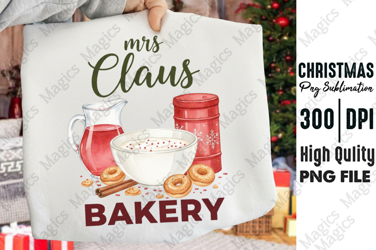 Mrs Claus Bakery Watercolor PNG