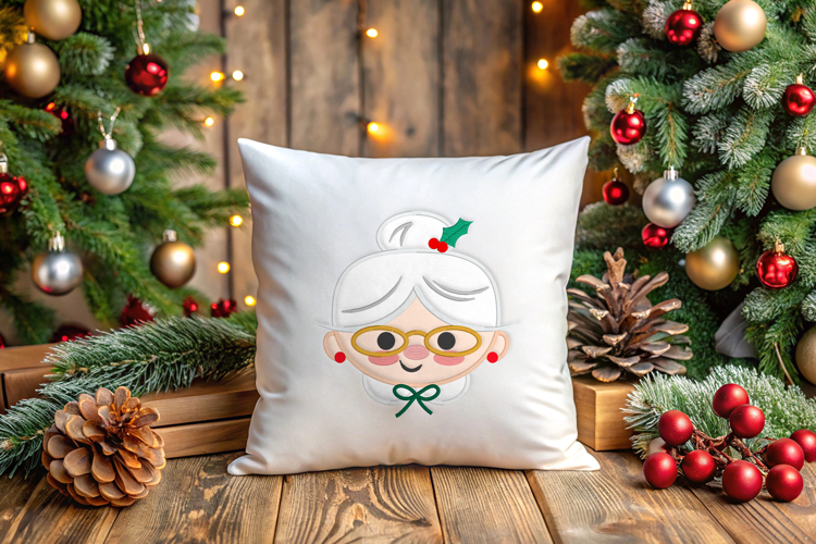 Mrs Claus Face Applique Embroidery File