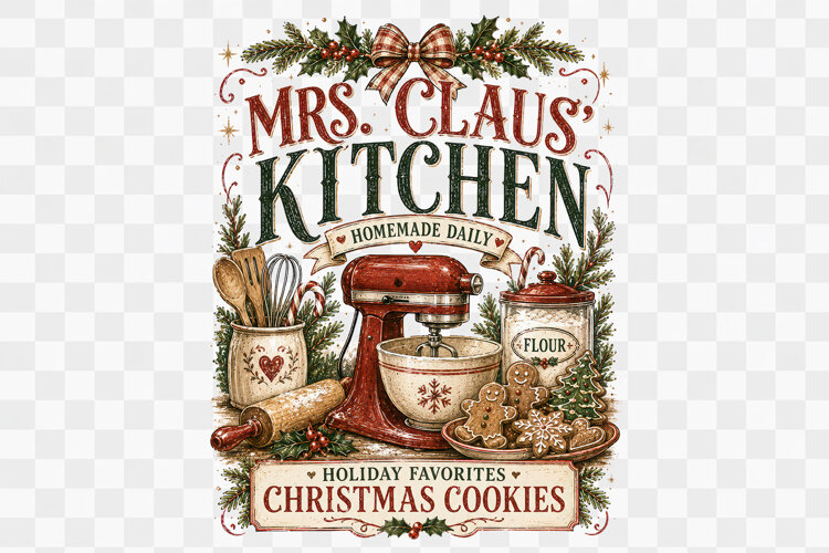 Christmas Cookies Bakery Sign Kitchen Towel png design example image 1