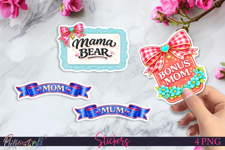 Cute Mother’s Day Floral Stickers | Mum | Mom | Mama Bear
