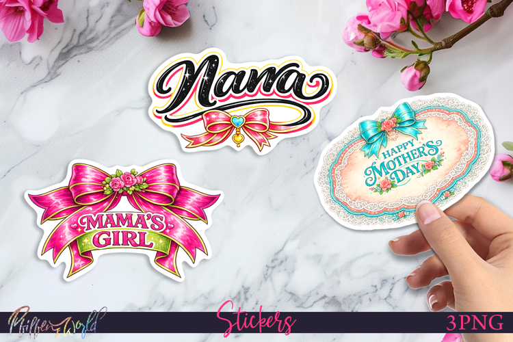 Cute Mother’s Day Floral Stickers | Mamas girl | Nana