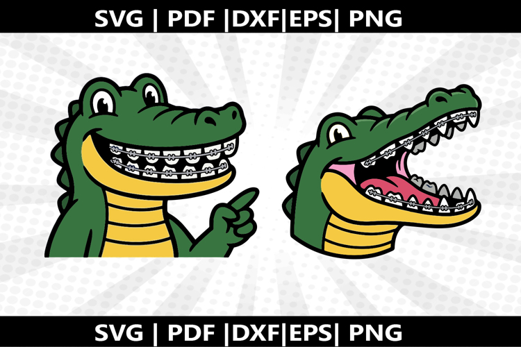 Open Wide Alligator with braces cricut Silhouette,kids Shirt