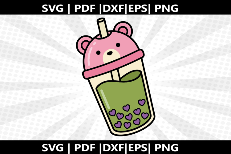 Boba Bear tea cricut Silhouette,kids Shirt ,Cute Svg,