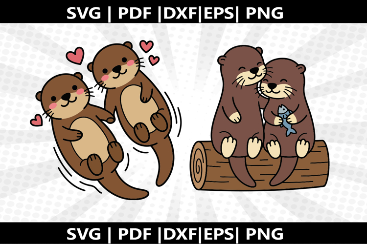 Otter couple cricut Silhouette,kids Shirt