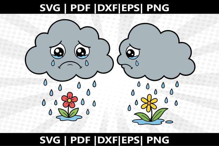 Sad Cloud Rain cricut Silhouette,kids Shirt