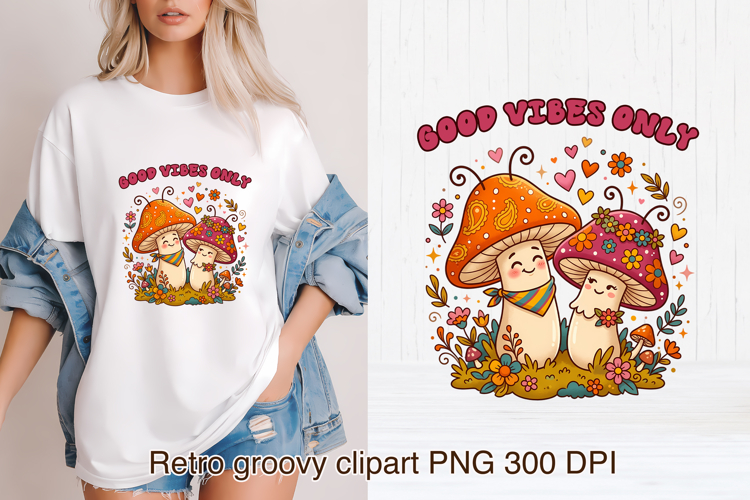 Cute Psychedelic Mushroom Clipart | Groovy Mushroom PNG