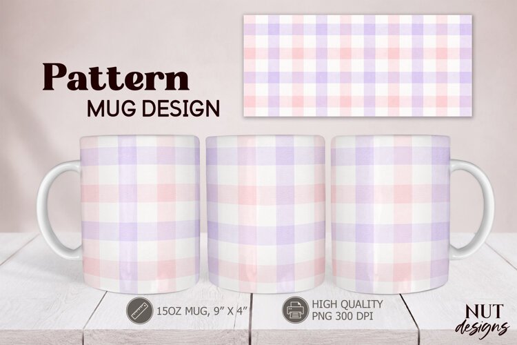 Pastel Pink Lavender Plaid Mug Wrap Mug sublimation example image 1