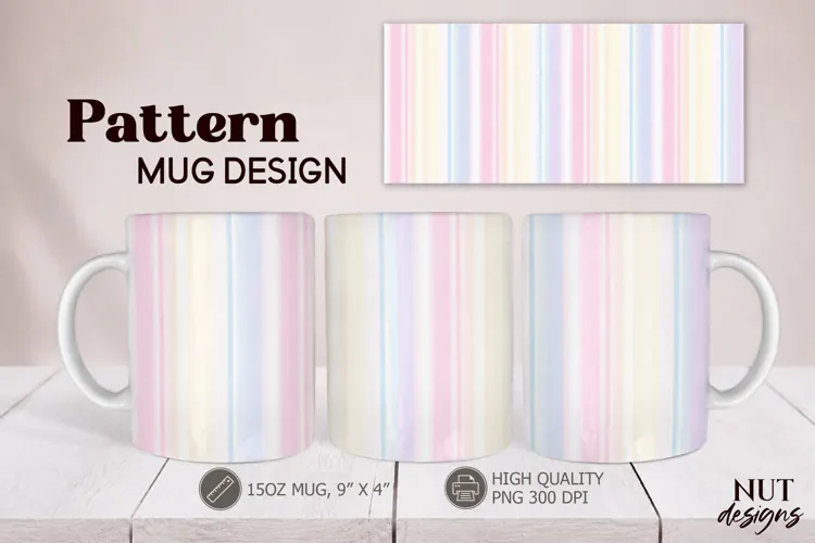 Pastel Stripes Mug Wrap 15oz Mug sublimation