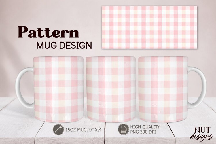 Pink Cream Gingham Mug Wrap Mug sublimation example image 1